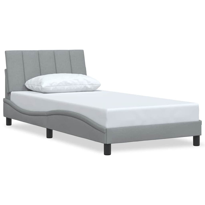 Bed Frame Without Mattress &amp;quot;Hanko&amp;quot; Light Grey Fabric