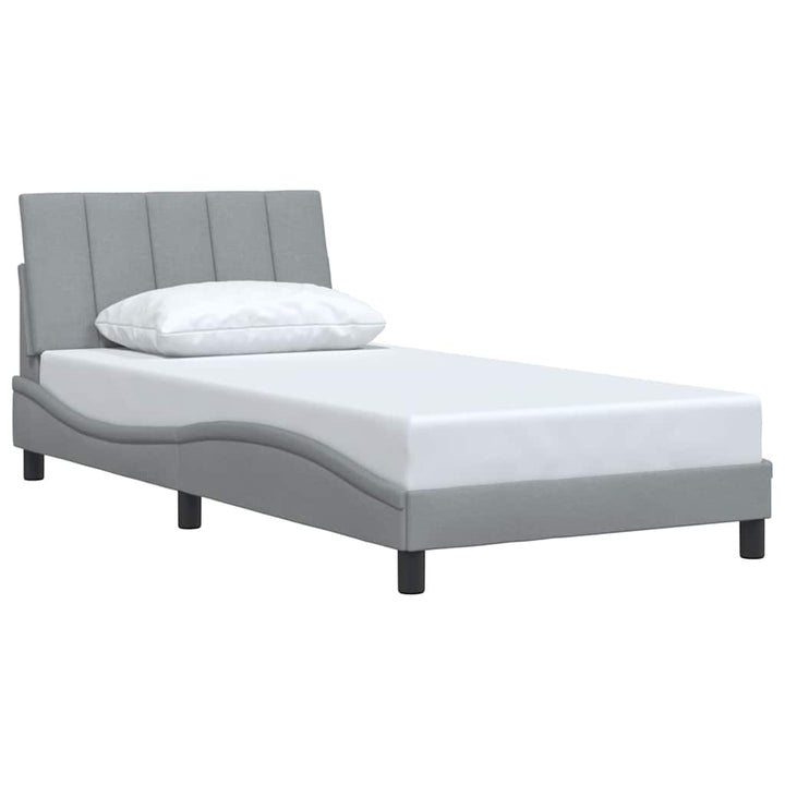 Bed Frame Without Mattress &amp;quot;Hanko&amp;quot; Light Grey Fabric