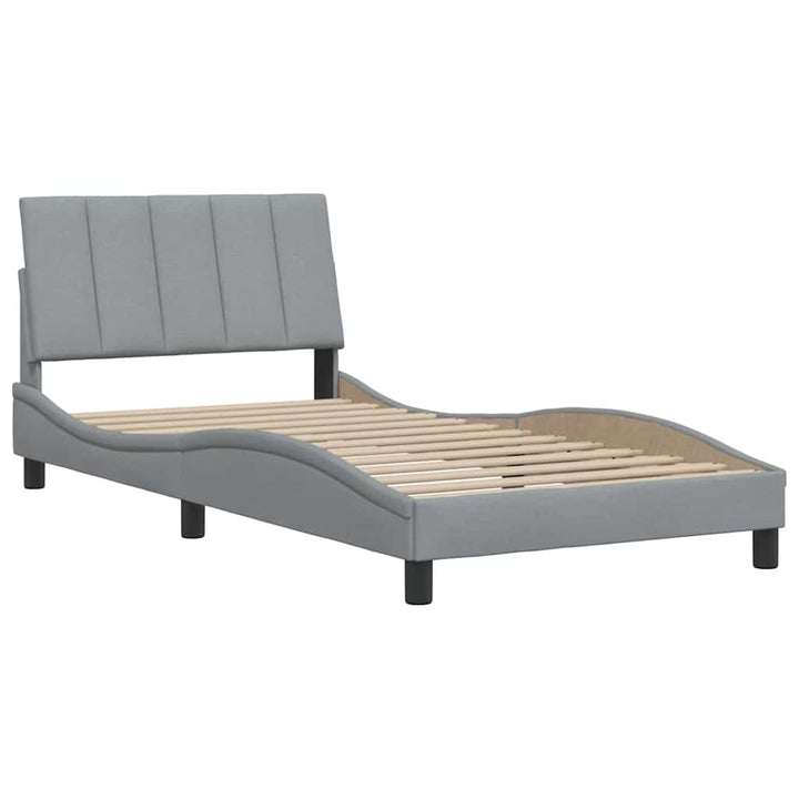 Bed Frame Without Mattress &amp;quot;Hanko&amp;quot; Light Grey Fabric