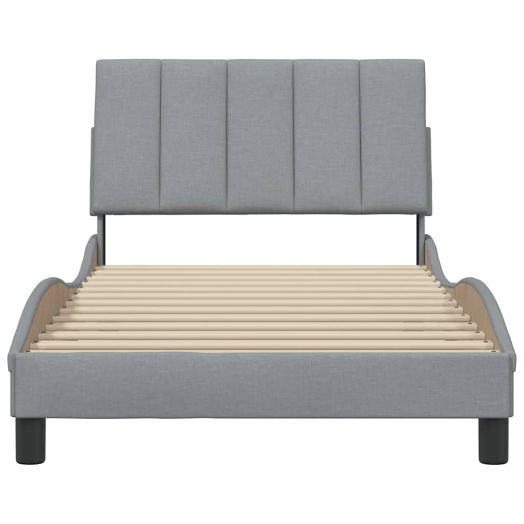 Bed Frame Without Mattress &amp;quot;Hanko&amp;quot; Light Grey Fabric