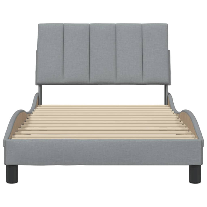 Bed Frame Without Mattress &amp;quot;Hanko&amp;quot; Light Grey Fabric
