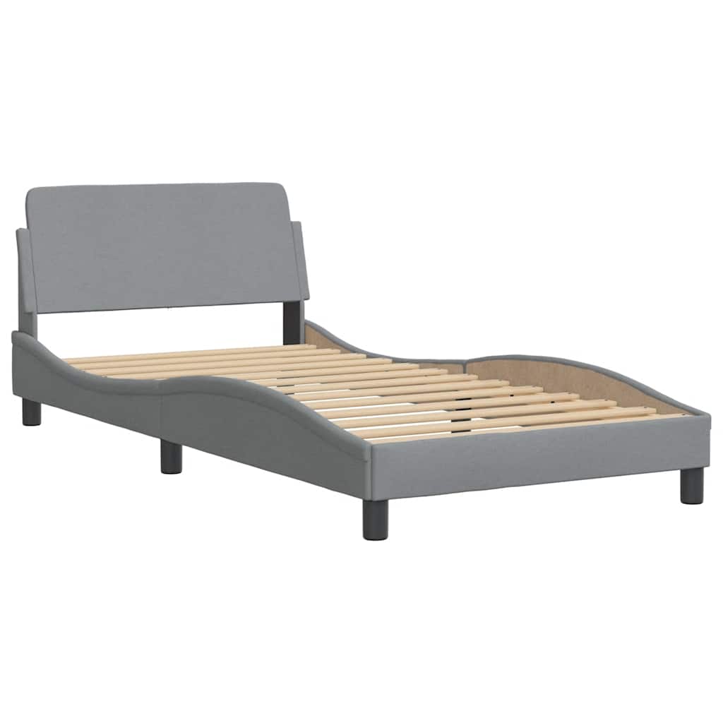 Bed Frame Without Mattress &amp;quot;Hanko&amp;quot; Light Grey Fabric