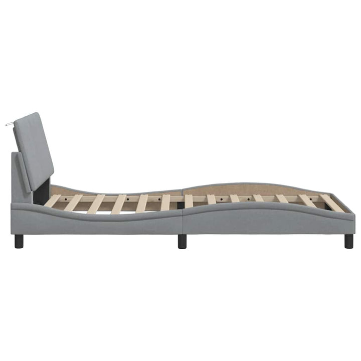 Bed Frame Without Mattress &amp;quot;Hanko&amp;quot; Light Grey Fabric