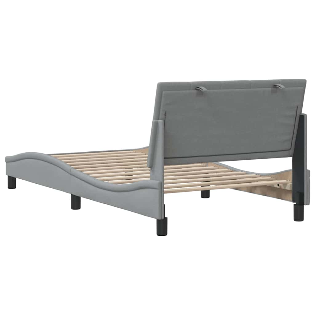 Bed Frame Without Mattress &amp;quot;Hanko&amp;quot; Light Grey Fabric