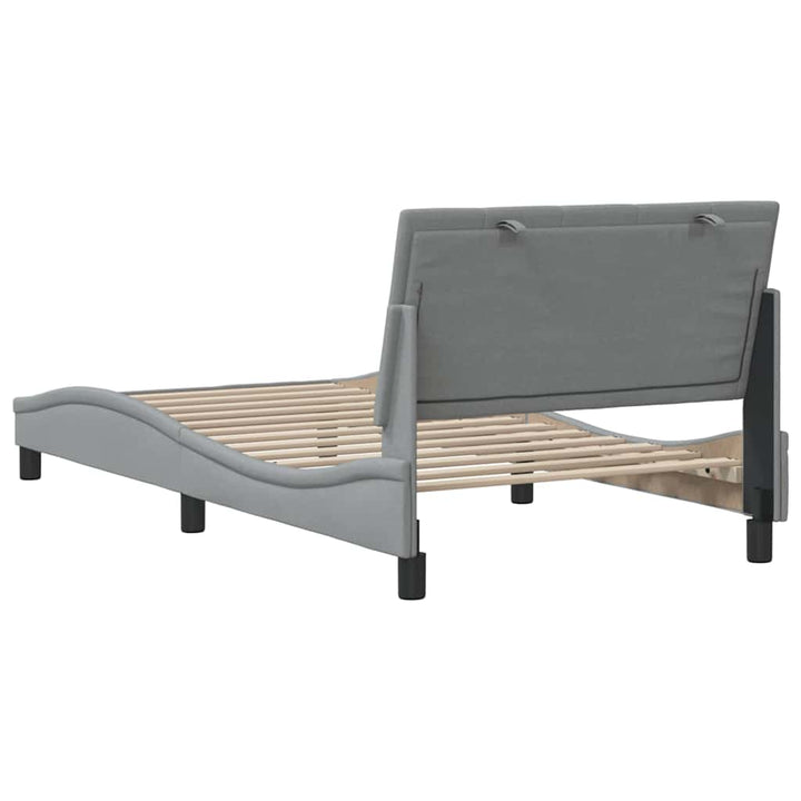 Bed Frame Without Mattress &amp;quot;Hanko&amp;quot; Light Grey Fabric