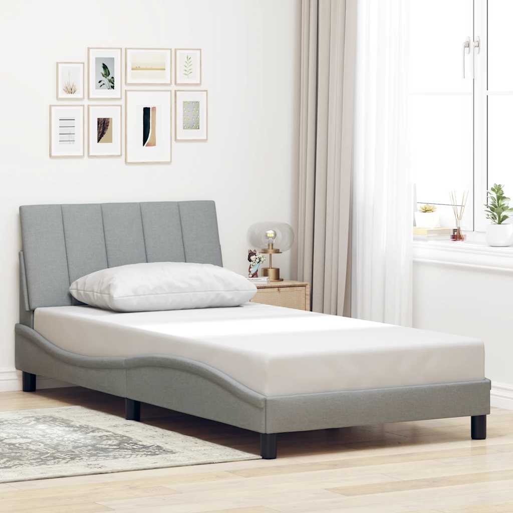Bed Frame Without Mattress "Hanko" Light Grey Fabric