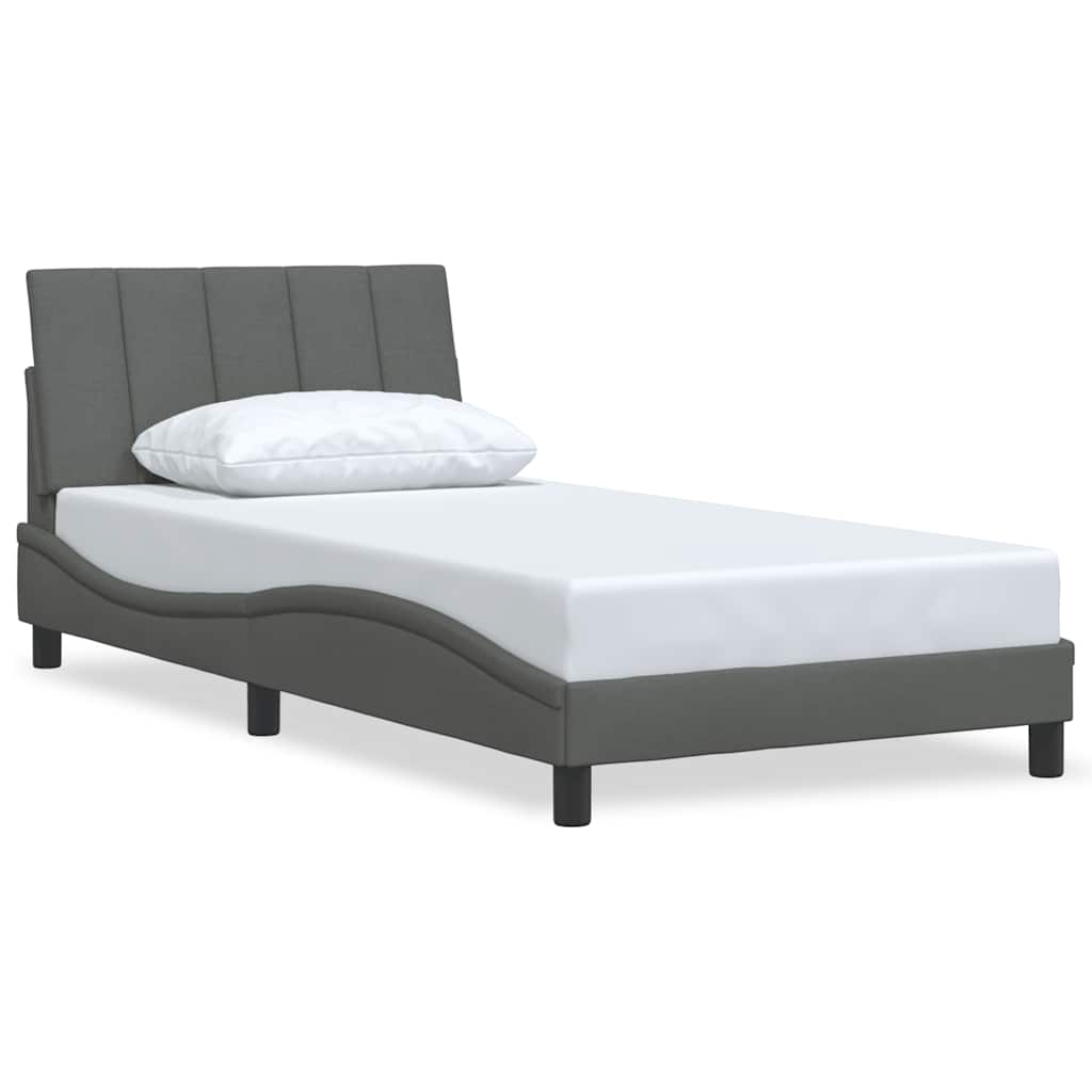 Bed Frame Without Mattress "Hanko" Dark Grey Fabric