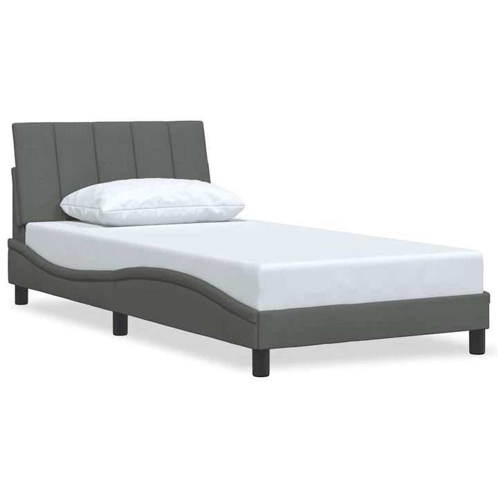 Bed Frame Without Mattress &amp;quot;Hanko&amp;quot; Dark Grey Fabric