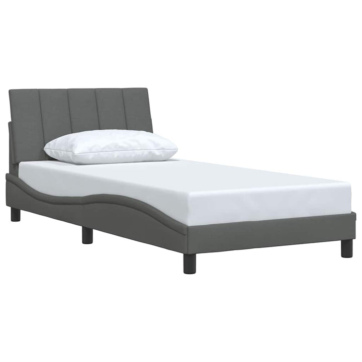 Bed Frame Without Mattress &amp;quot;Hanko&amp;quot; Dark Grey Fabric