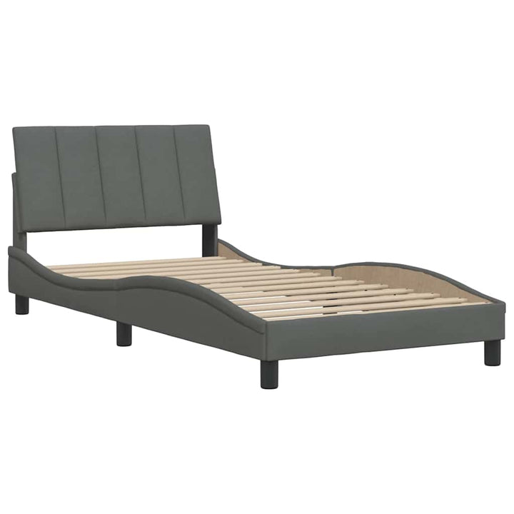 Bed Frame Without Mattress &amp;quot;Hanko&amp;quot; Dark Grey Fabric