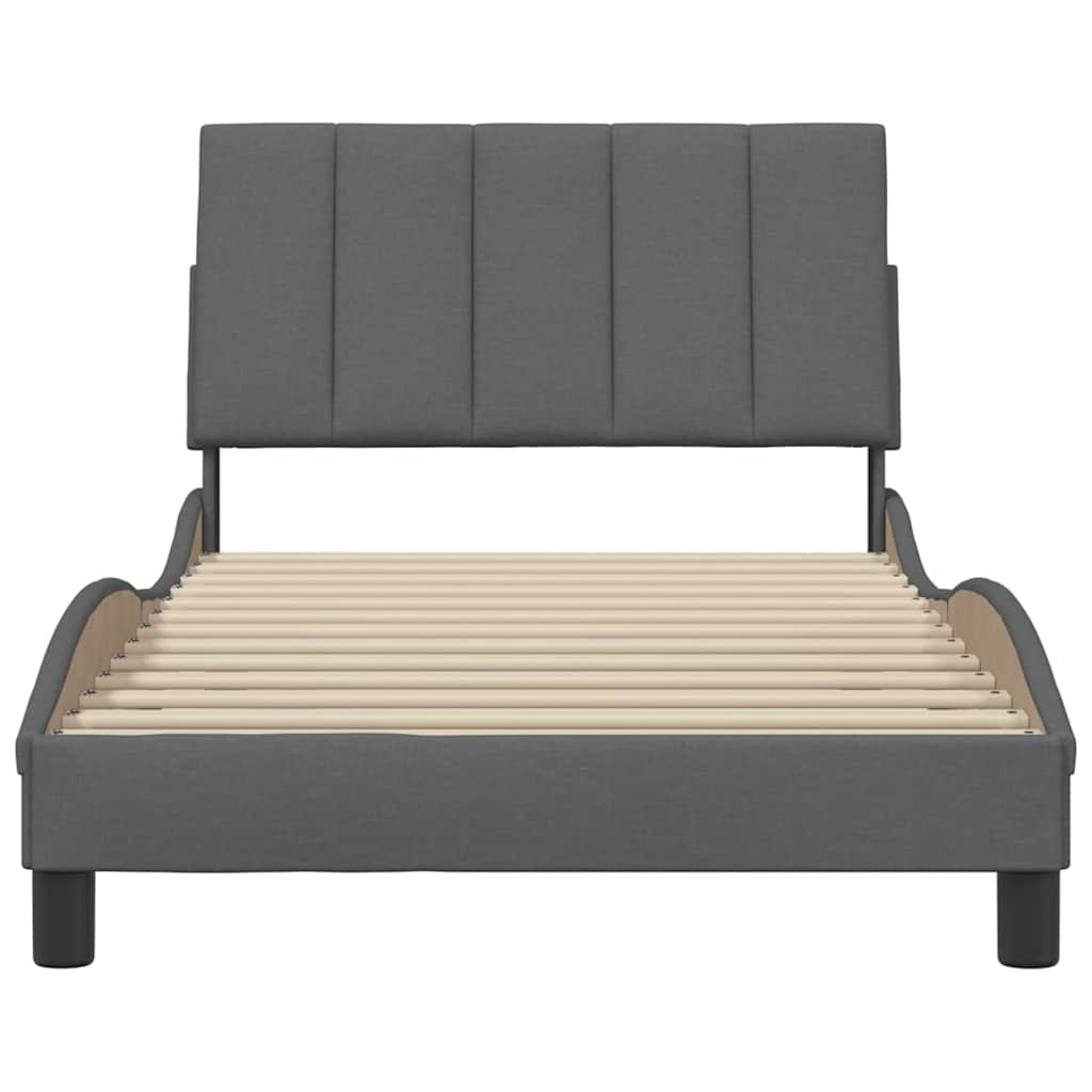 Bed Frame Without Mattress &amp;quot;Hanko&amp;quot; Dark Grey Fabric