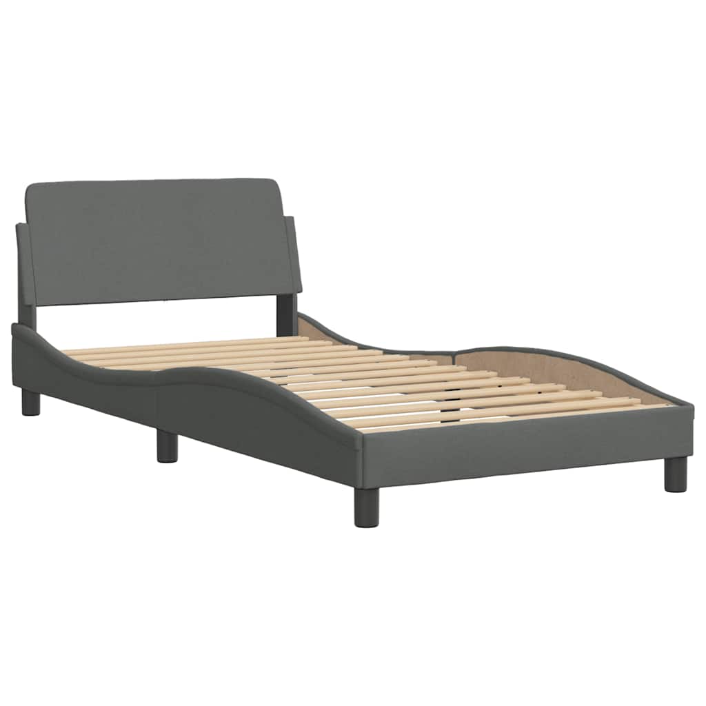 Bed Frame Without Mattress &amp;quot;Hanko&amp;quot; Dark Grey Fabric