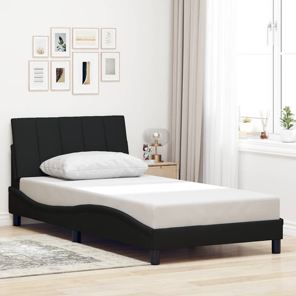 Bed Frame Without Mattress &amp;quot;Hanko&amp;quot; Black Fabric