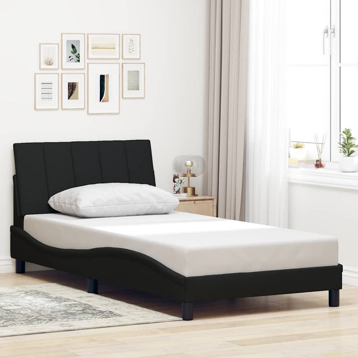 Bed Frame Without Mattress &amp;quot;Hanko&amp;quot; Black Fabric