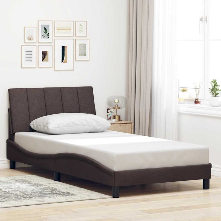 Bed Frame Without Mattress &amp;quot;Hanko&amp;quot; Cream Fabric
