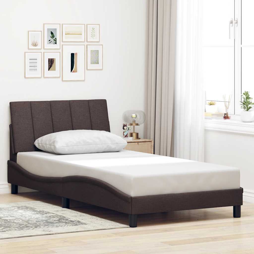 Bed Frame Without Mattress &amp;quot;Hanko&amp;quot; Cream Fabric