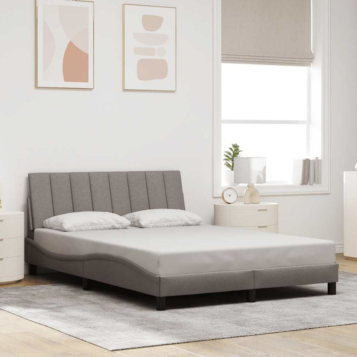 Bed Frame Without Mattress &amp;quot;Hanko&amp;quot; Cream Fabric