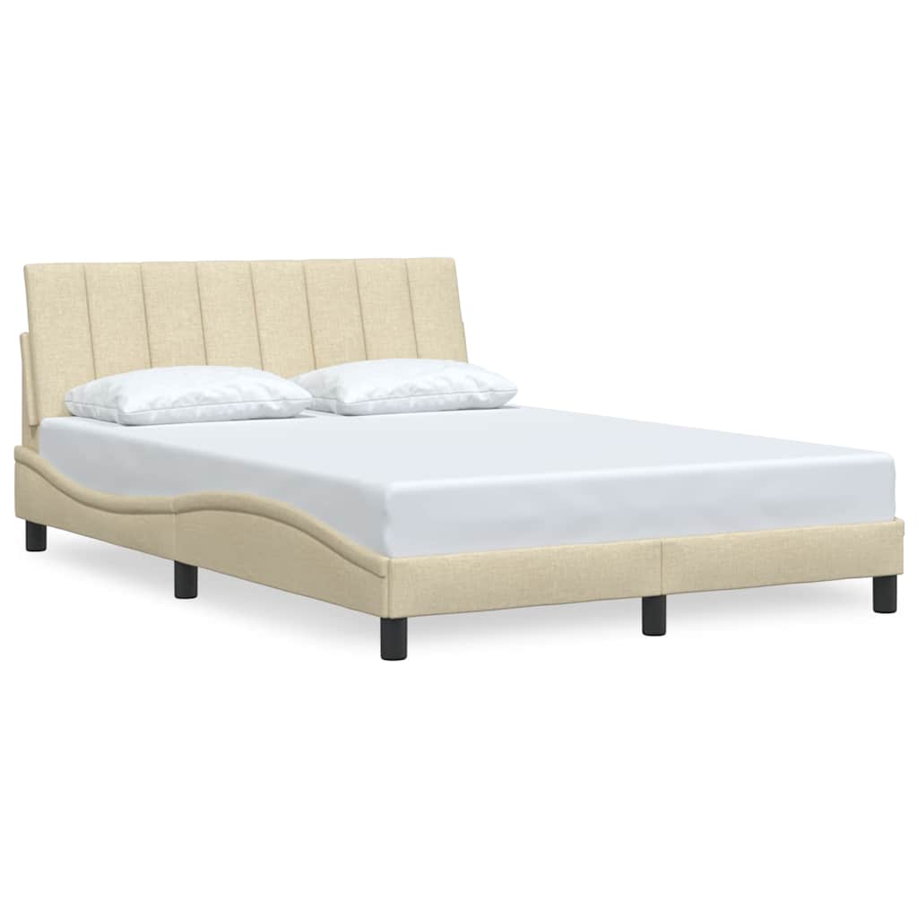 Bed Frame Without Mattress "Hanko" Cream Fabric