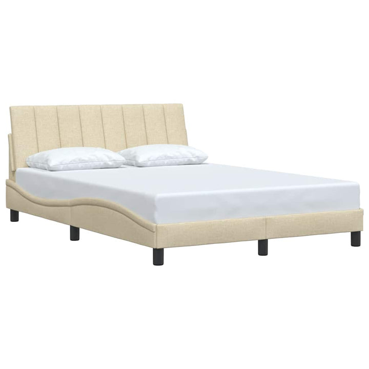 Bed Frame Without Mattress &amp;quot;Hanko&amp;quot; Cream Fabric