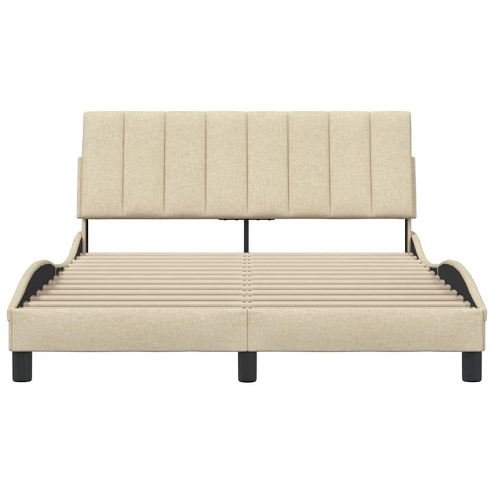 Bed Frame Without Mattress &amp;quot;Hanko&amp;quot; Cream Fabric