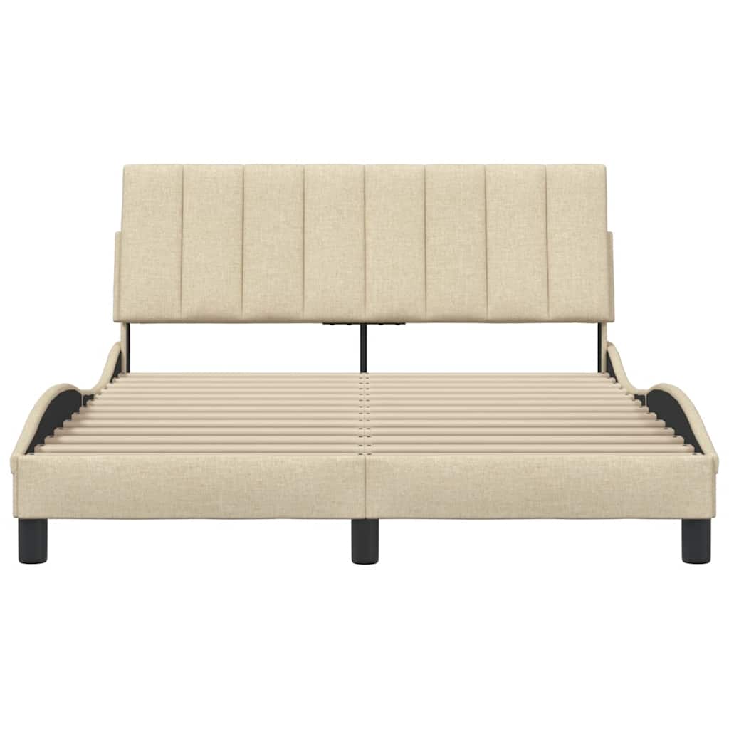 Bed Frame Without Mattress &amp;quot;Hanko&amp;quot; Cream Fabric