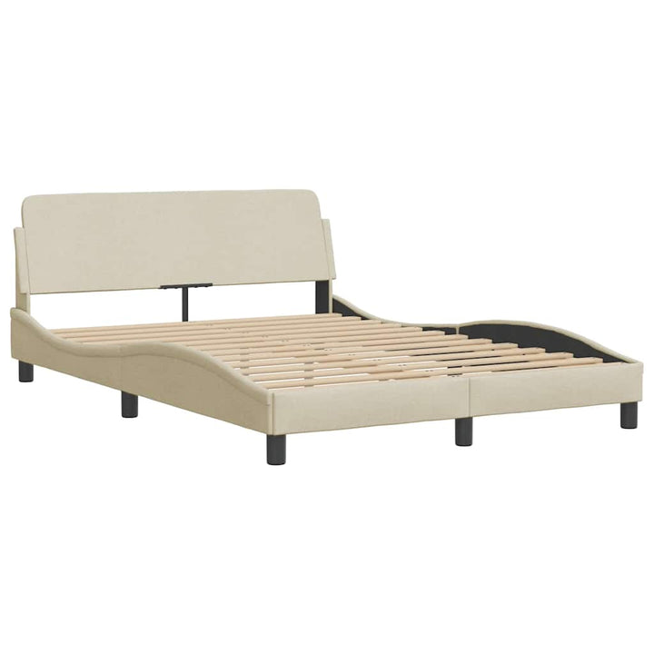 Bed Frame Without Mattress &amp;quot;Hanko&amp;quot; Cream Fabric