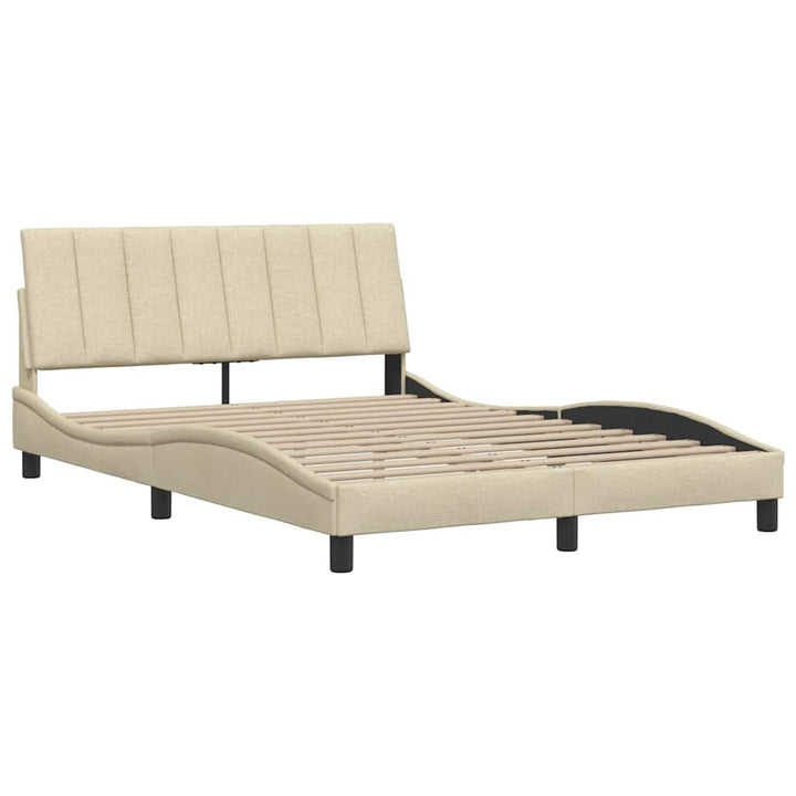 Bed Frame Without Mattress &amp;quot;Hanko&amp;quot; Cream Fabric