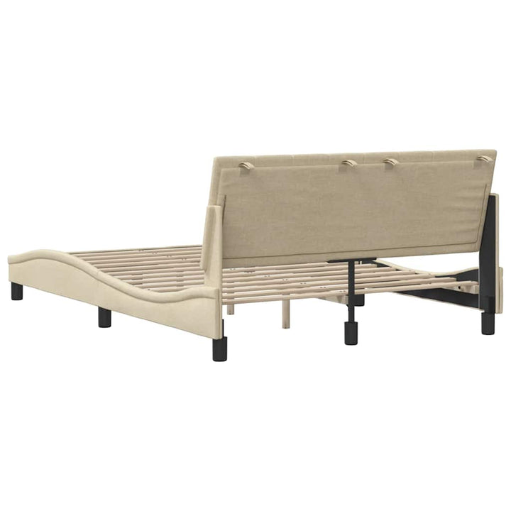 Bed Frame Without Mattress &amp;quot;Hanko&amp;quot; Cream Fabric