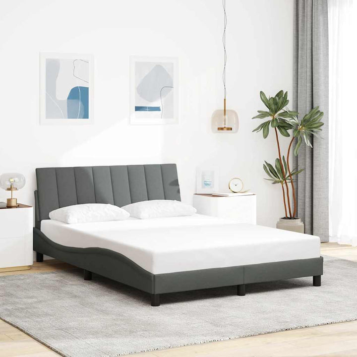 Bed Frame Without Mattress &amp;quot;Hanko&amp;quot; Cream Fabric