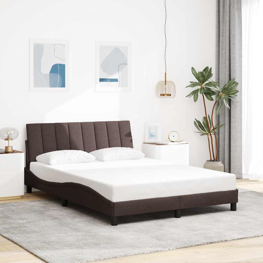 Bed Frame Without Mattress &amp;quot;Hanko&amp;quot; Cream Fabric
