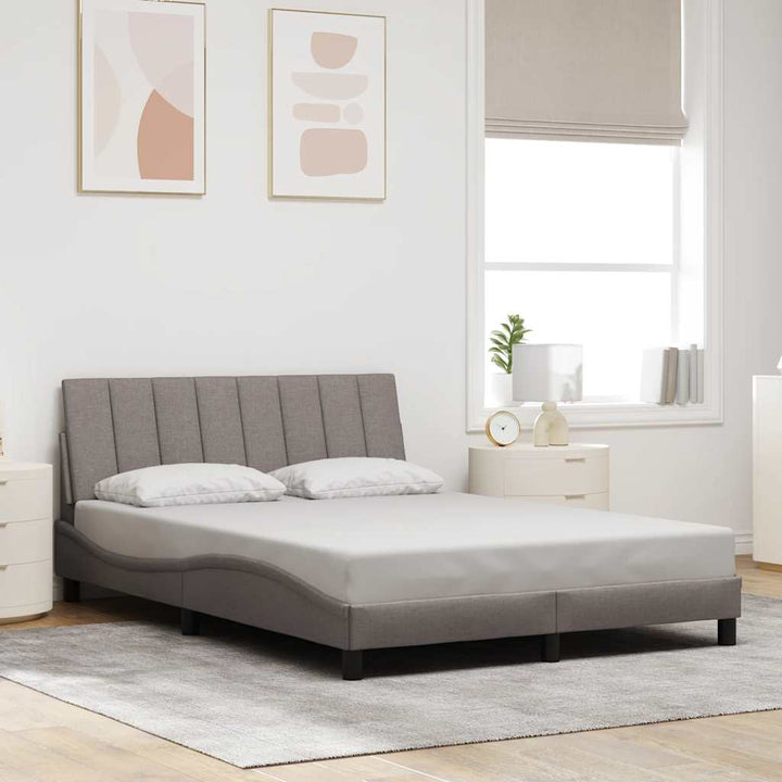 Bed Frame Without Mattress &amp;quot;Hanko&amp;quot; Cream Fabric