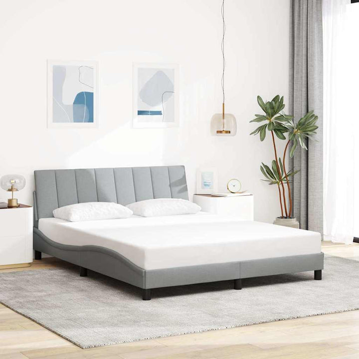 Bed Frame Without Mattress &amp;quot;Hanko&amp;quot; Cream Fabric