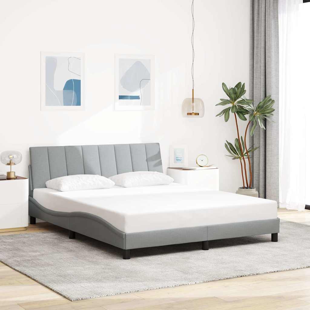 Bed Frame Without Mattress &amp;quot;Hanko&amp;quot; Cream Fabric