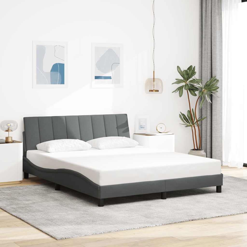 Bed Frame Without Mattress &amp;quot;Hanko&amp;quot; Cream Fabric