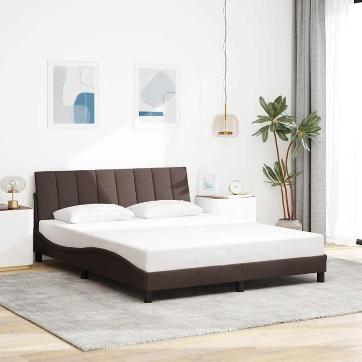 Bed Frame Without Mattress &amp;quot;Hanko&amp;quot; Cream Fabric