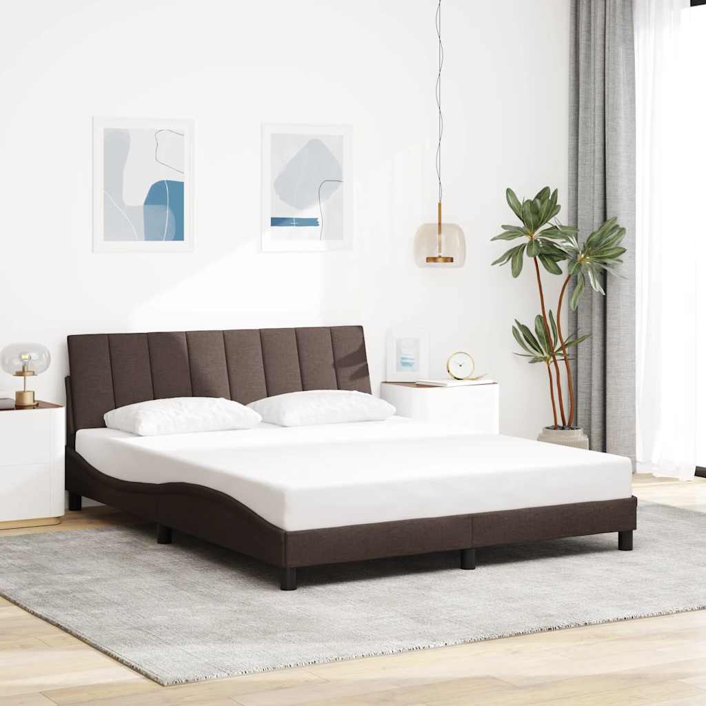 Bed Frame Without Mattress &amp;quot;Hanko&amp;quot; Cream Fabric
