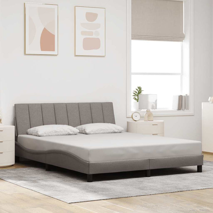 Bed Frame Without Mattress &amp;quot;Hanko&amp;quot; Cream Fabric