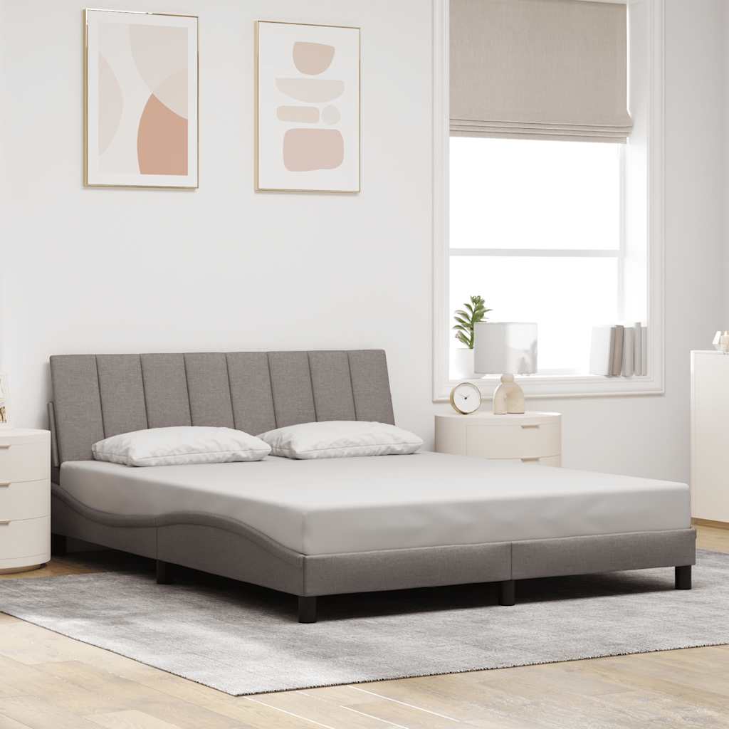 Bed Frame Without Mattress &amp;quot;Hanko&amp;quot; Cream Fabric