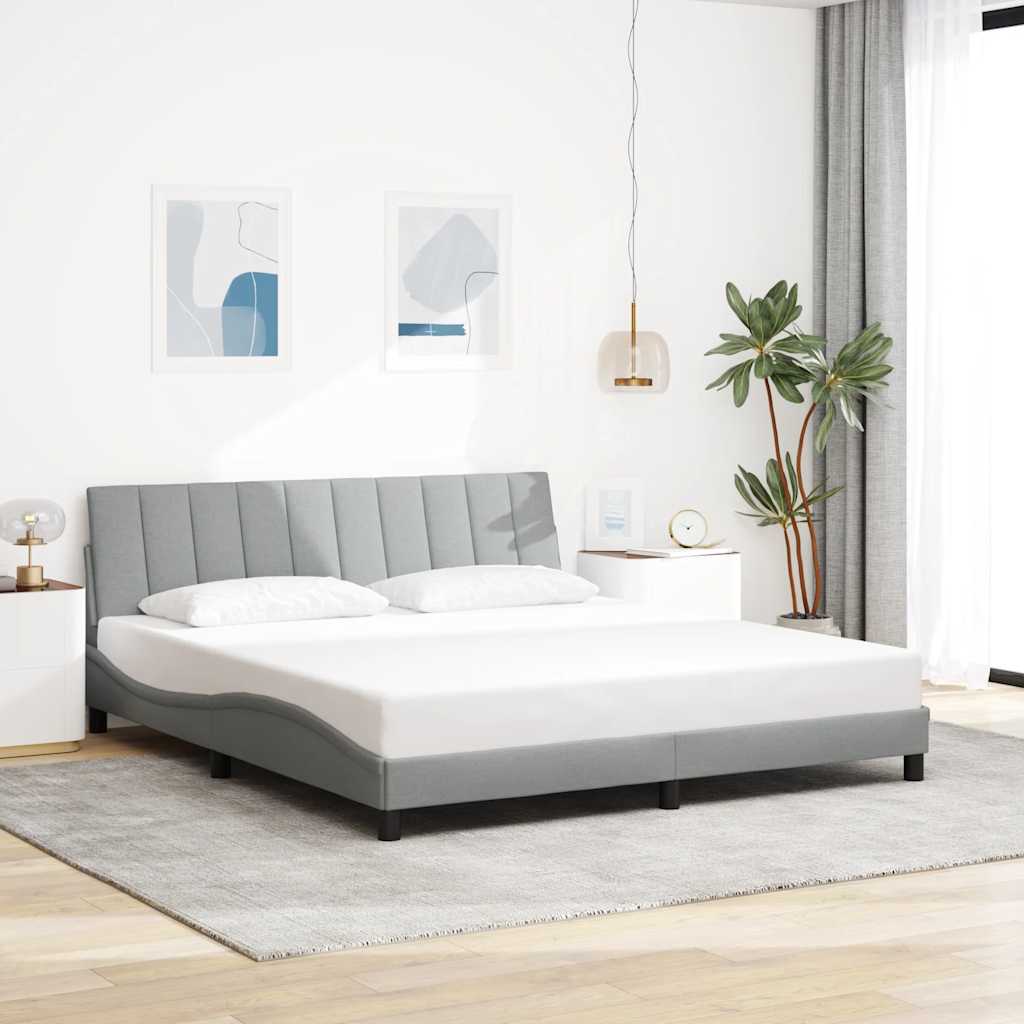 Bed Frame Without Mattress &amp;quot;Hanko&amp;quot; Cream Fabric