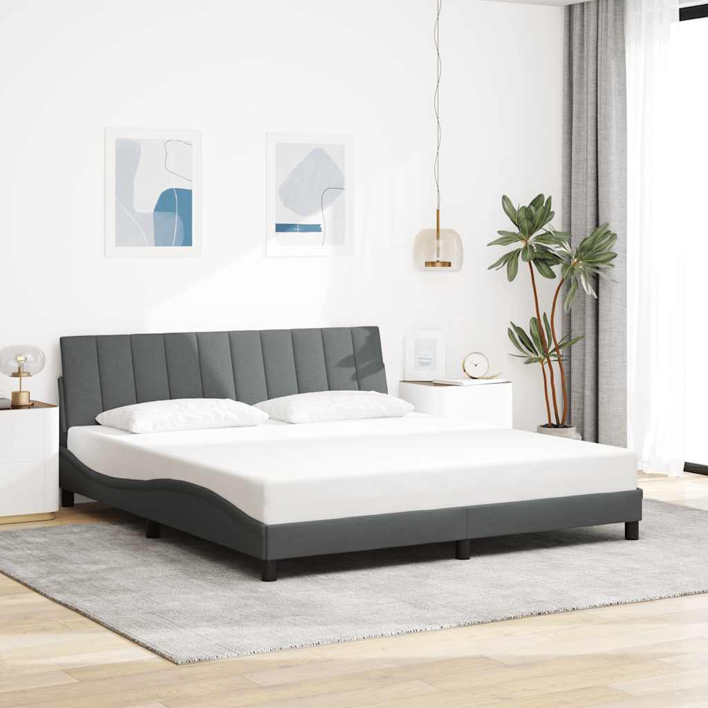 Bed Frame Without Mattress &amp;quot;Hanko&amp;quot; Cream Fabric