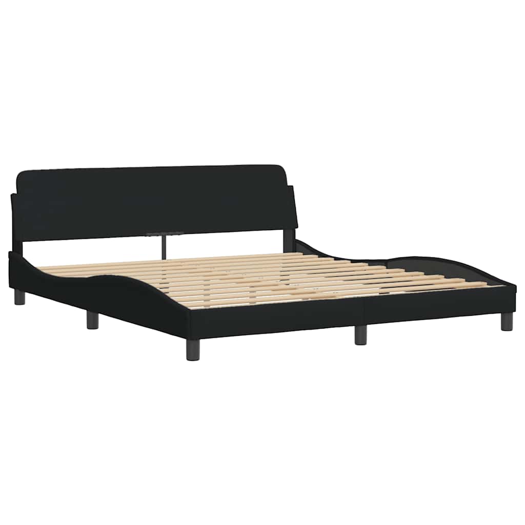 Bed Frame Without Mattress &amp;quot;Hanko&amp;quot; Black Fabric