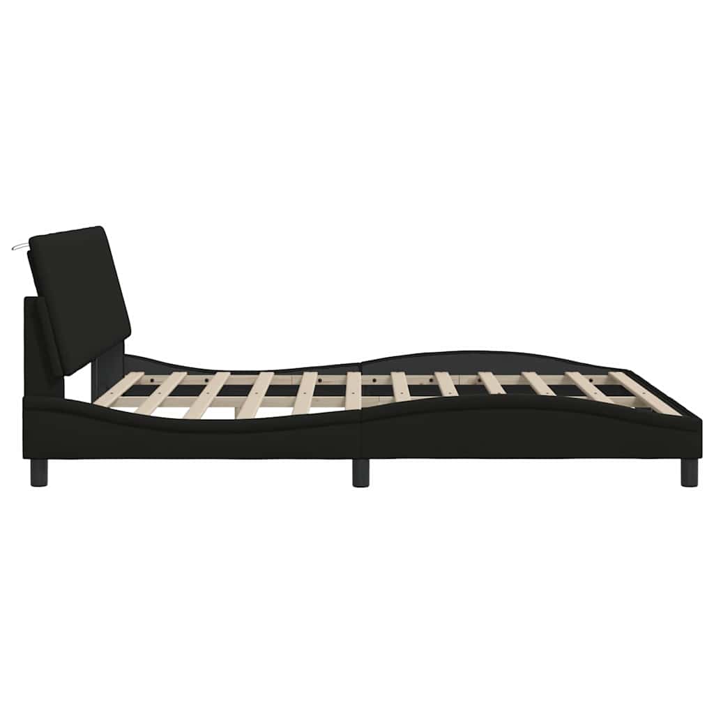 Bed Frame Without Mattress &amp;quot;Hanko&amp;quot; Black Fabric