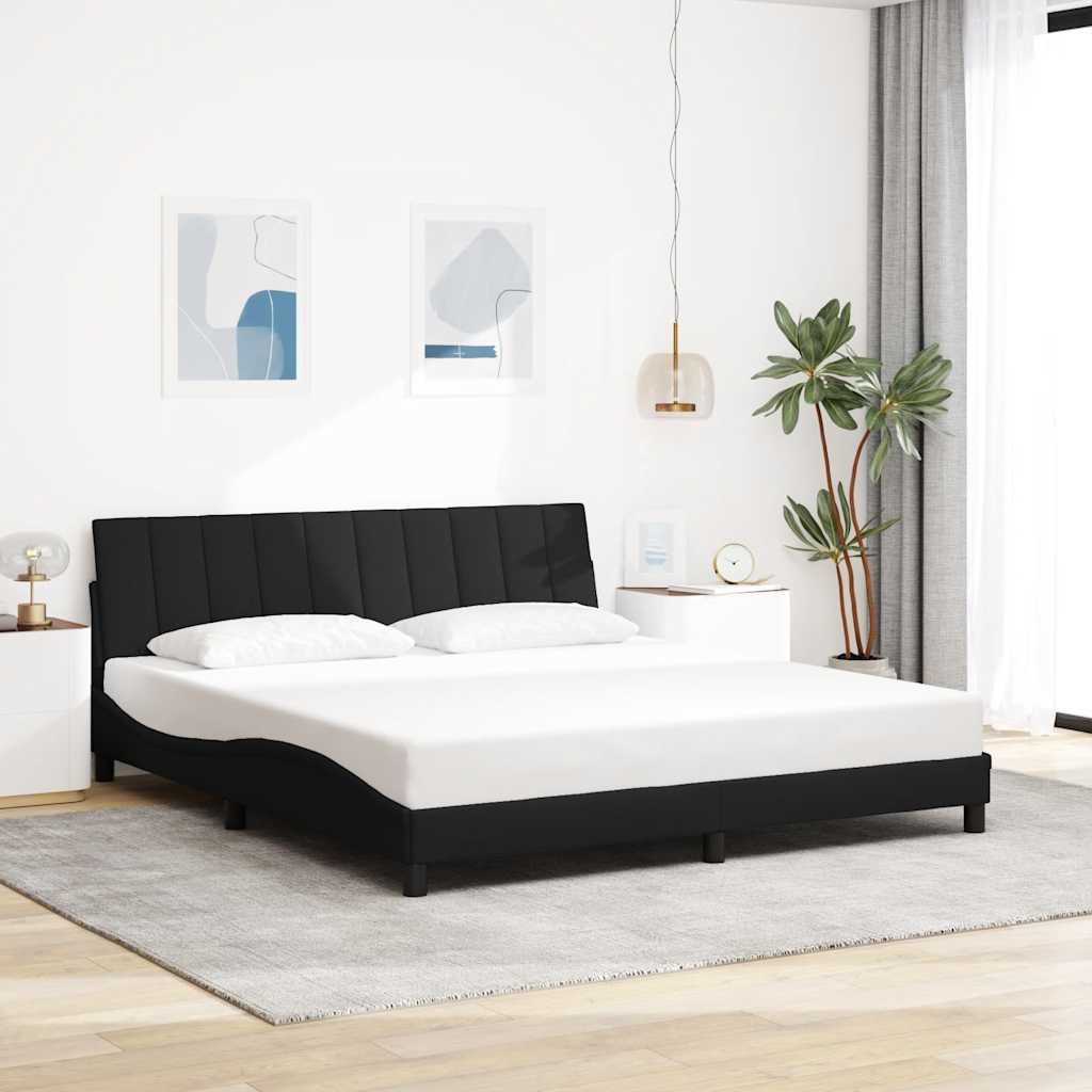 Bed Frame Without Mattress &amp;quot;Hanko&amp;quot; Black Fabric
