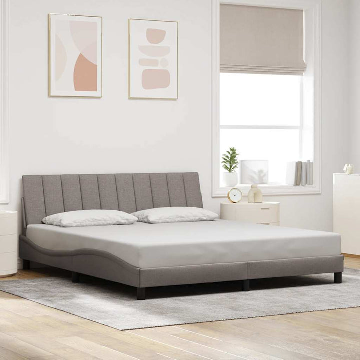Bed Frame Without Mattress &amp;quot;Hanko&amp;quot; Cream Fabric
