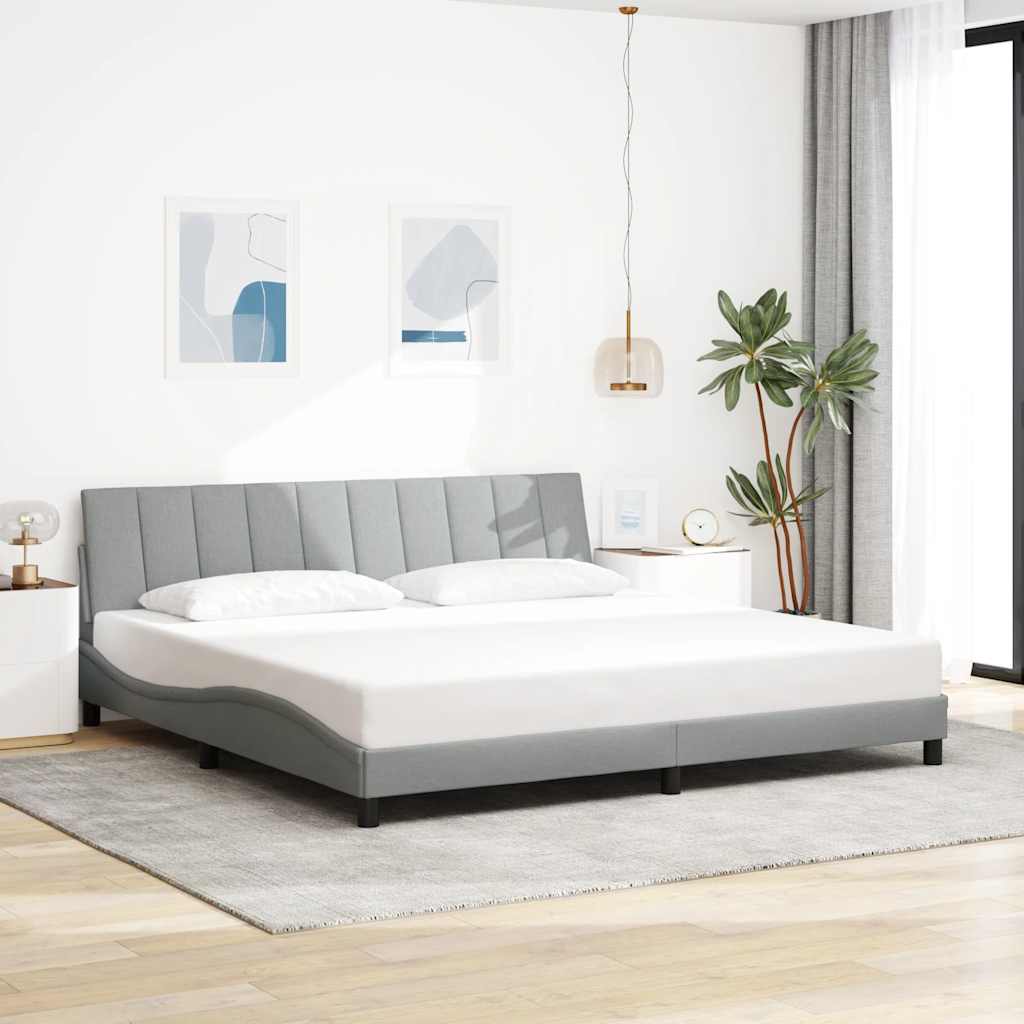 Bed Frame Without Mattress &amp;quot;Hanko&amp;quot; Cream Fabric
