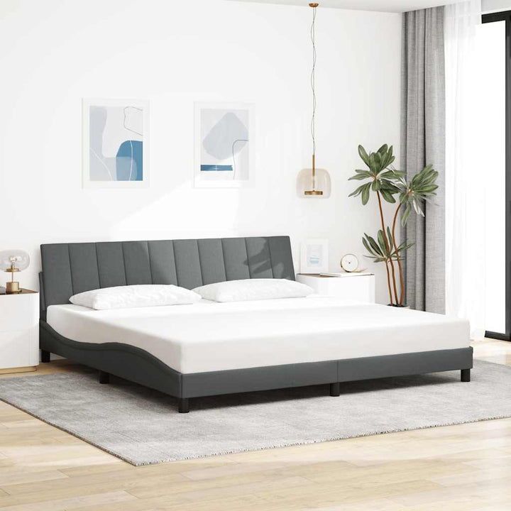 Bed Frame Without Mattress &amp;quot;Hanko&amp;quot; Cream Fabric