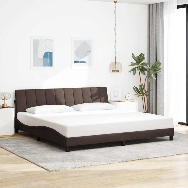Bed Frame Without Mattress &amp;quot;Hanko&amp;quot; Cream Fabric