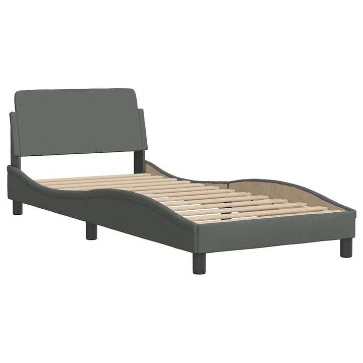 Bed Frame Without Mattress &amp;quot;Hanko&amp;quot; Dark Grey 80X200Cm Fabric