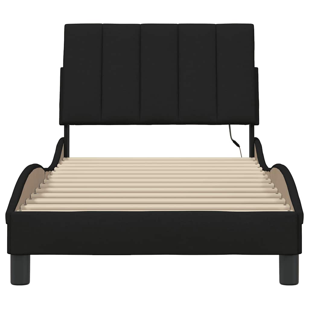 Bed Frame Without Mattress &amp;quot;Hanko&amp;quot; Black 80X200Cm Fabric