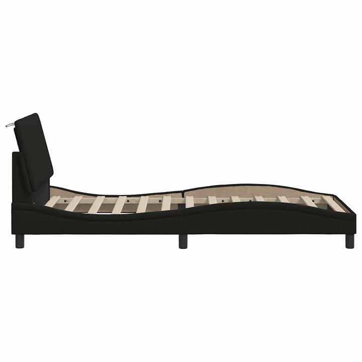 Bed Frame Without Mattress &amp;quot;Hanko&amp;quot; Black 80X200Cm Fabric